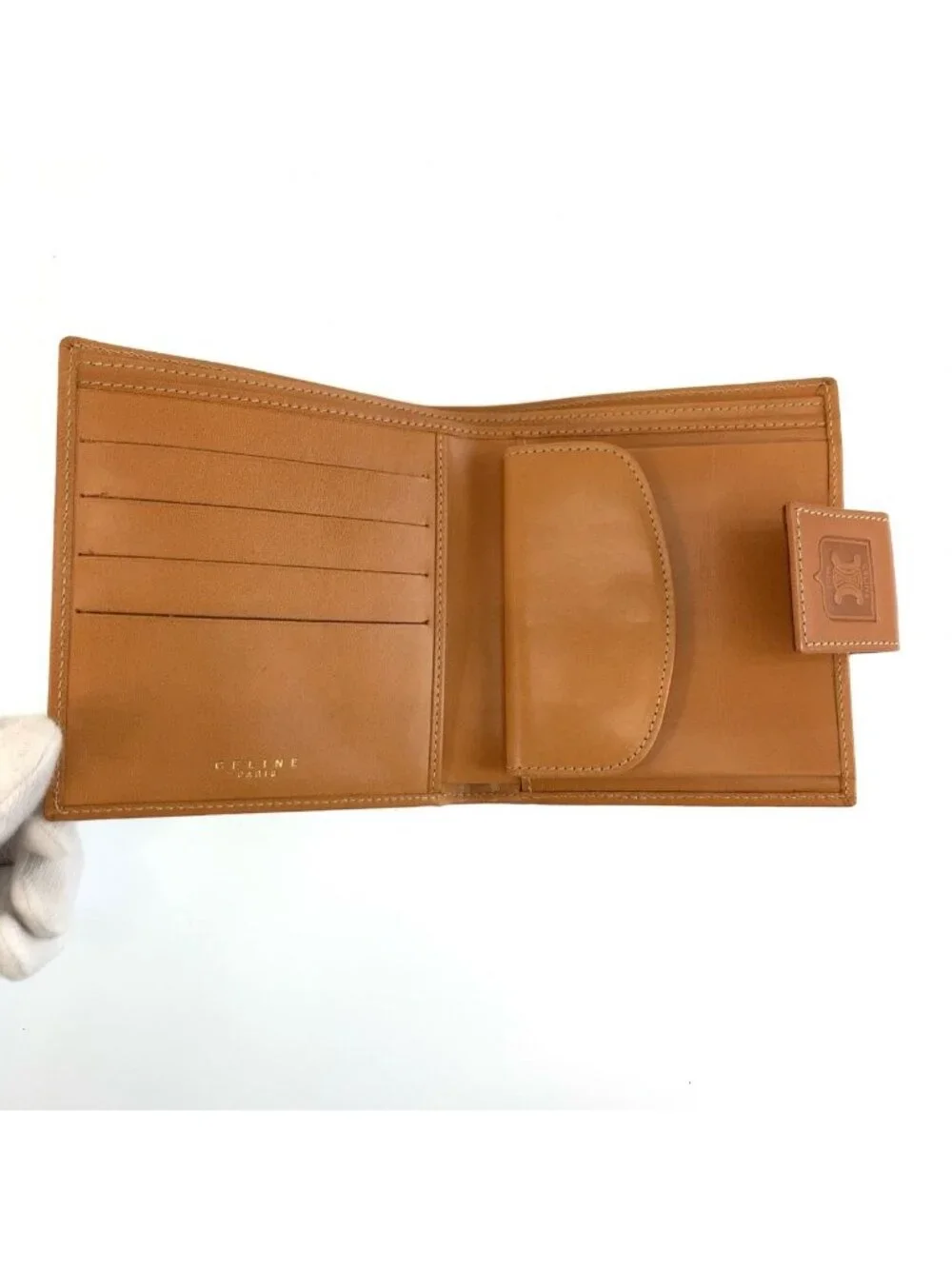 Celine Vintage Mcadam Brown Leather M 98 2 Folding Wallet